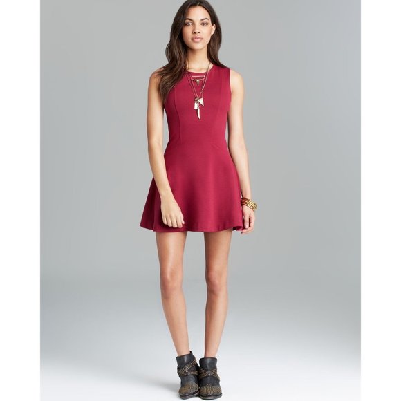 FREE PEOPLE CHA CHA MAGENTA SKATER MINI DRESS - Picture 1 of 6
